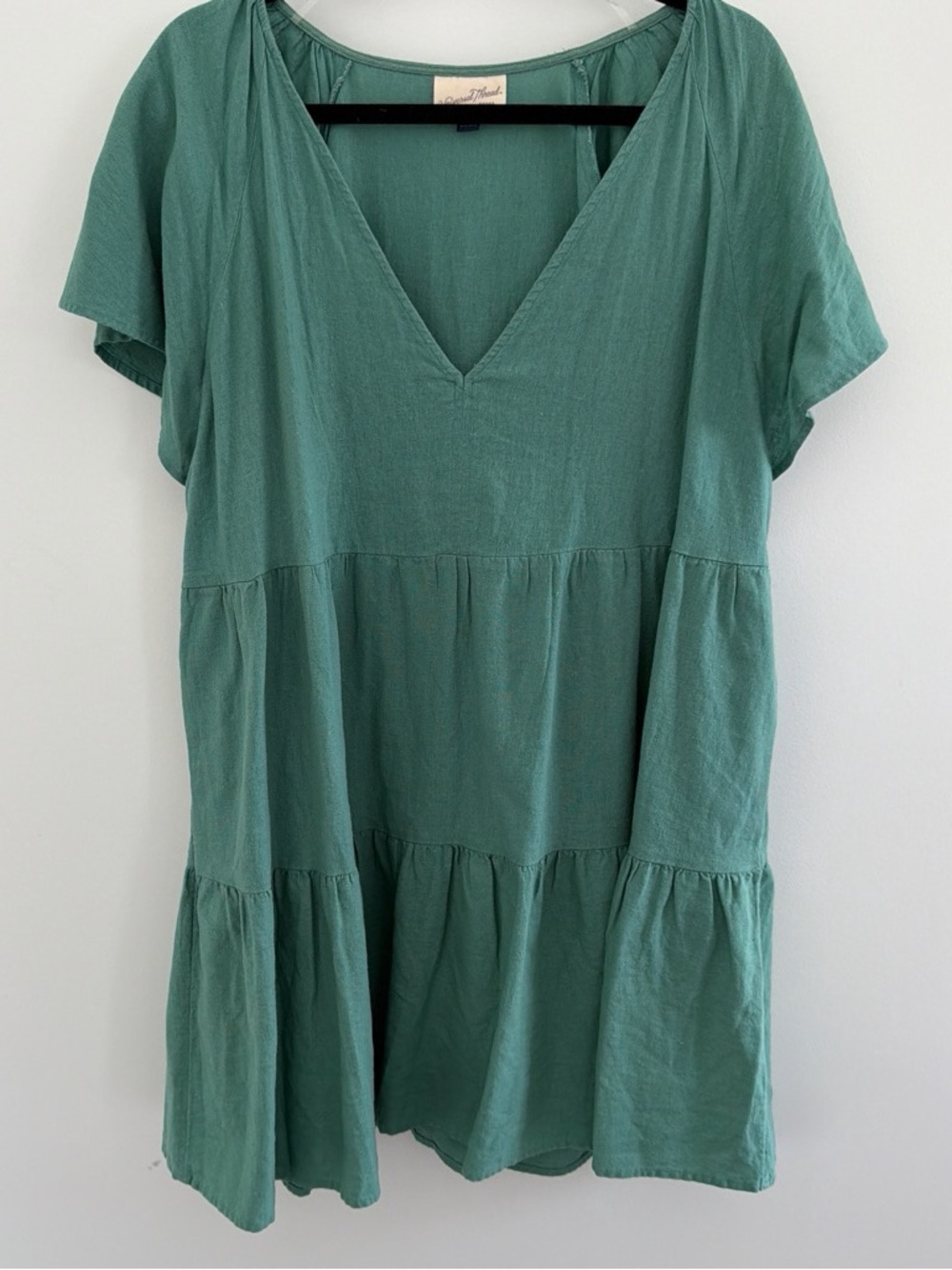 Universal Thread Sage Green V-Neck Tiered Babydoll Mini Dress XL